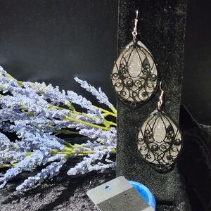 Black Scrollwork Filigree Earrings